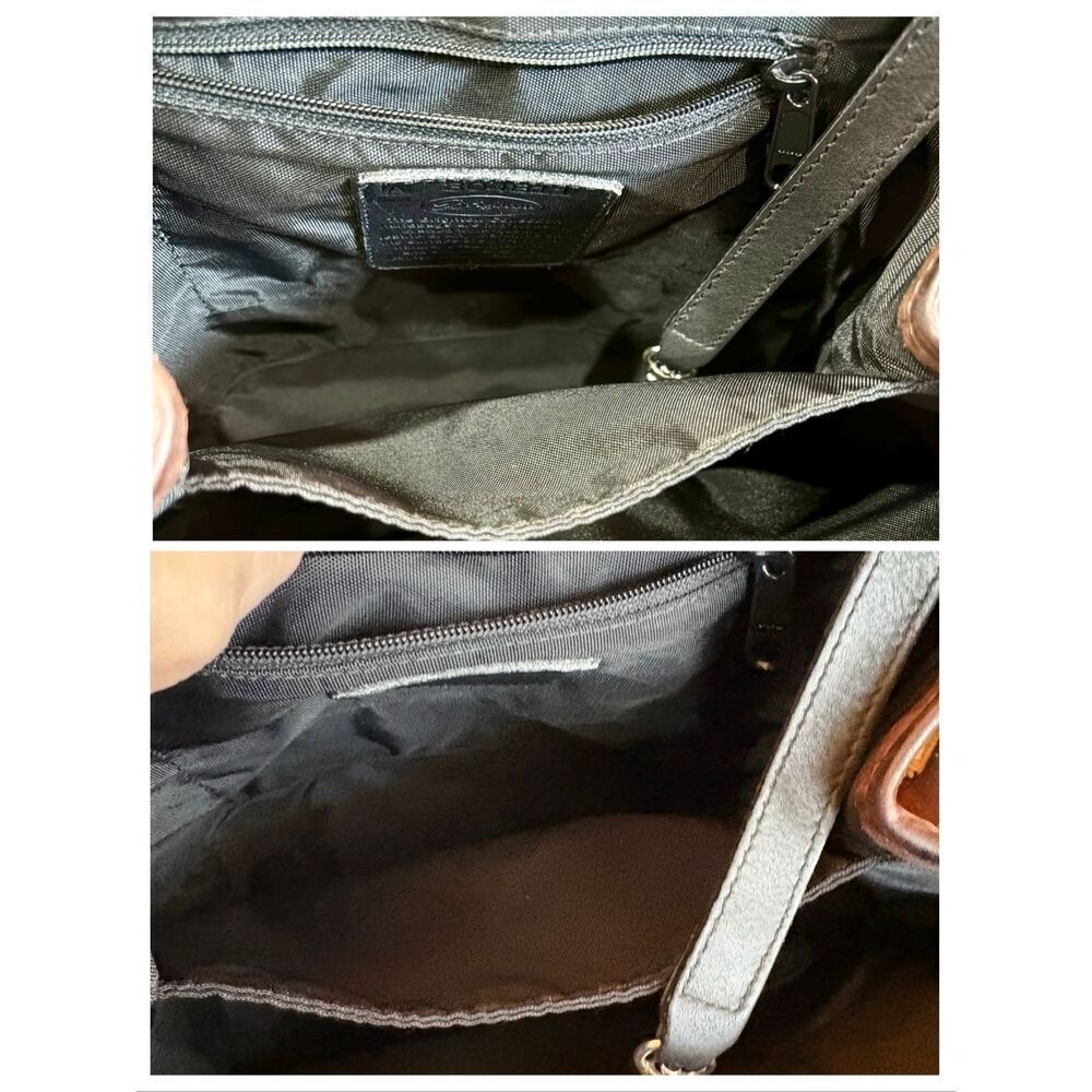 BRIGHTON 🎉2X HP🎉 Vintage Brown & Black Bucket Shoulder Bag/Croc-Embossed Detail - Picture 12 of 14